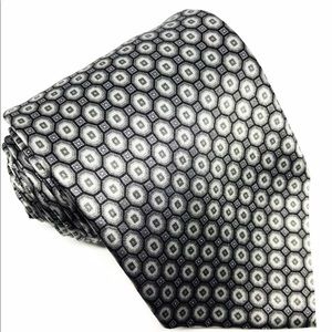 Black Gray Silver Geometric Design Silk Tie